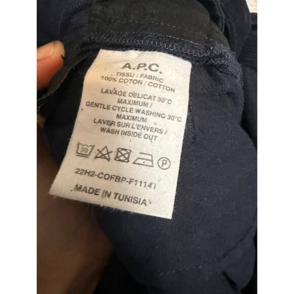 A.P.C. Justine Navy Corduroy Straight Leg Belted Long Sleeve Jumpsuit Size 2 - Picture 16 of 16